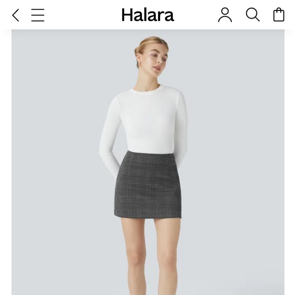 HALARA Black & Gray Plaid Mini Skirt NWT M